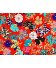 Kimono FLOWERS fond rouge