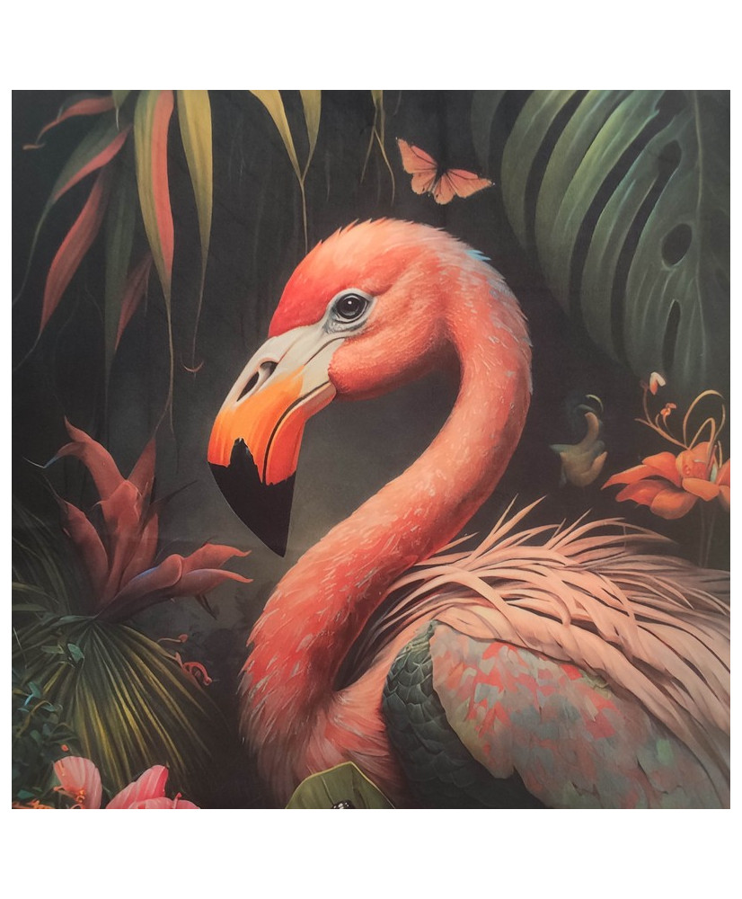 Carré velours imprimé Flamand rose