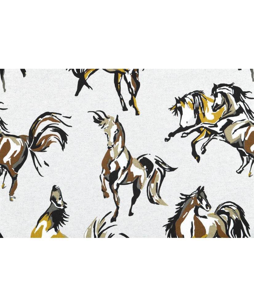 Grand Panneau De Tissu Imprimé Cheval - Panneau En Coton Multicolore, Idéal Pour Patchwork Ou Décoration