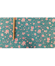 Tissu coton imprimé indienne Holi Turquoise