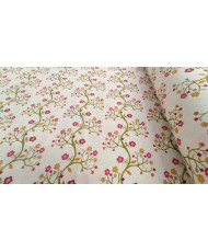 Tissu Toile demi nattée motif fleur Roséliane