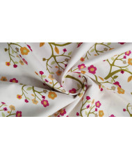 Tissu Toile demi nattée motif fleur Roséliane