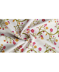 Tissu Toile demi nattée motif fleur Roséliane