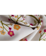 Tissu Toile demi nattée motif fleur Roséliane