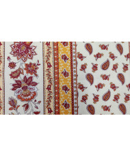 Tissu Cretonne Arlésienne rayure fond ivoire/orange