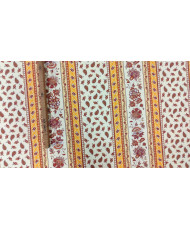 Tissu Cretonne Arlésienne rayure fond ivoire/orange