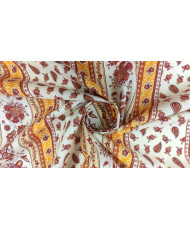 Tissu Cretonne Arlésienne rayure fond ivoire/orange