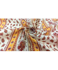 Tissu Cretonne Arlésienne rayure fond ivoire/orange