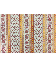 Tissu Cretonne Arlésienne rayure fond ivoire/orange