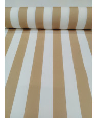 Tissu toile extérieur Polyskin rayé beige