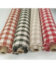 Tissu Toile de coton tissé teint Celestin-carreaux-kaki-150 cm de large