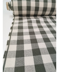 Tissu Toile de coton tissé teint Celestin-carreaux-kaki-150 cm de large