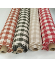 Tissu Toile de coton tissé teint Celestin-carreaux-kaki-150 cm de large