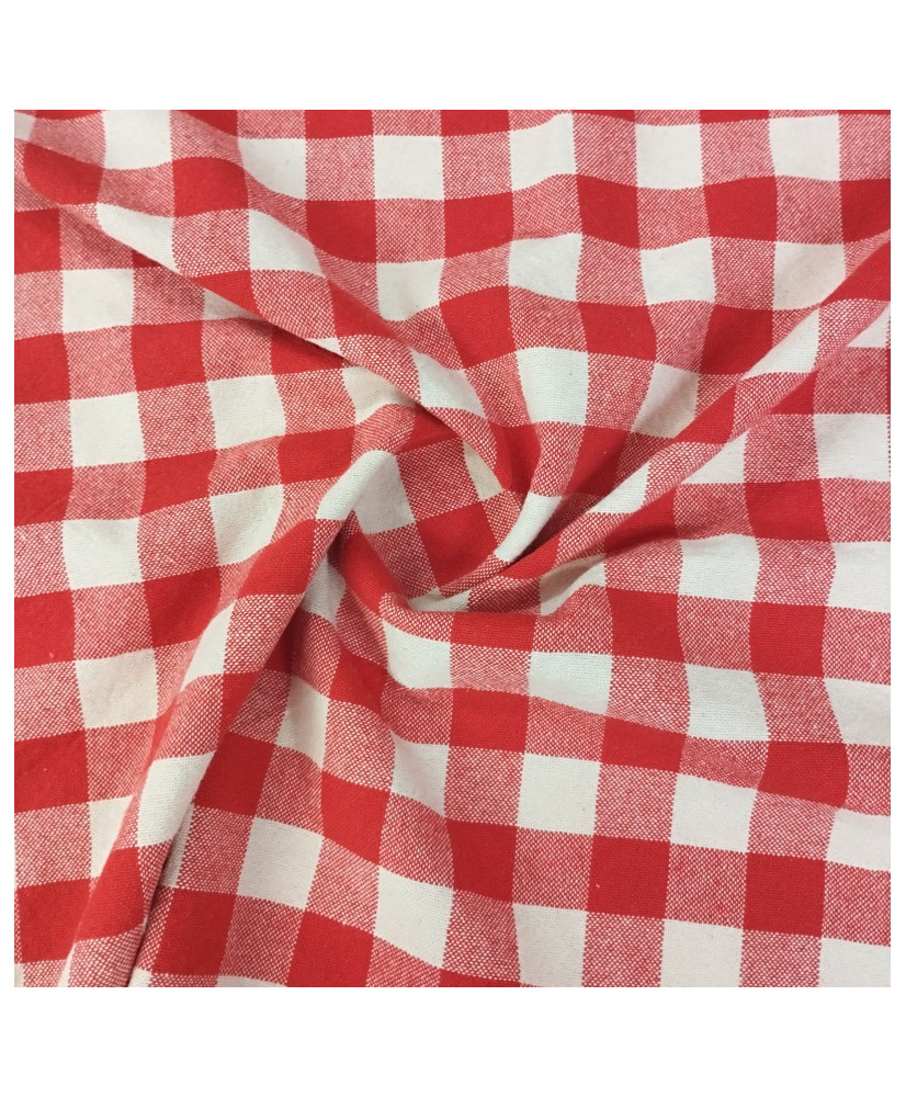Tissu Toile de coton tissé teint Celestin-carreaux-rouge-150 cm de large