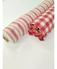 Tissu Toile de coton tissé teint Celestin-carreaux-rouge-150 cm de large