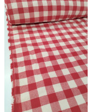 Tissu Toile de coton tissé teint Celestin-carreaux-rouge-150 cm de large