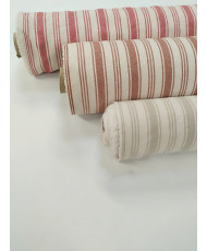 Tissu Toile de coton tissé teint Eugène-rayure-terracotta150 cm de large