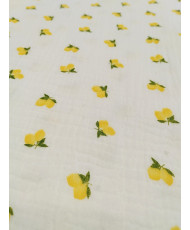 Double gaze coton-citron-135 cm
