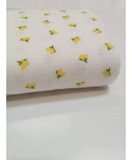 Double gaze coton-citron-135 cm