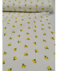 Double gaze coton-citron-135 cm
