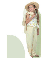 Double gaze coton-citron-135 cm