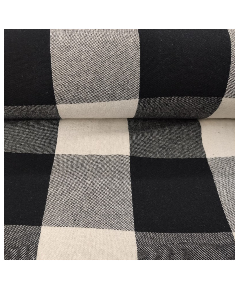 Tissu tissé teint Grands carreaux BIG CELESTIN Noir