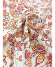 Tissu Cretonne Arlésienne Indienne Ivoire/orange