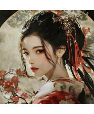 Carré velours imprimé - geisha