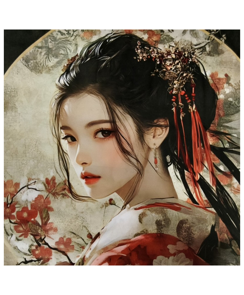 Carré velours imprimé - geisha