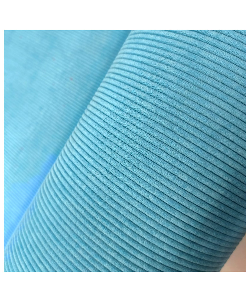 Velours côtelé d'ameublement - Huggy Turquoise
