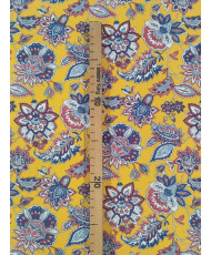 Tissu Cretonne Arlésienne Indienne Jaune/Bleu