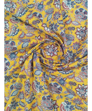 Tissu Cretonne Arlésienne Indienne Jaune/Bleu