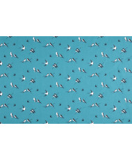 Tissu 100 % coton “Hirondelles” – Motif oiseaux noir et blanc