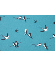 Tissu 100 % coton “Hirondelles” – Motif oiseaux noir et blanc