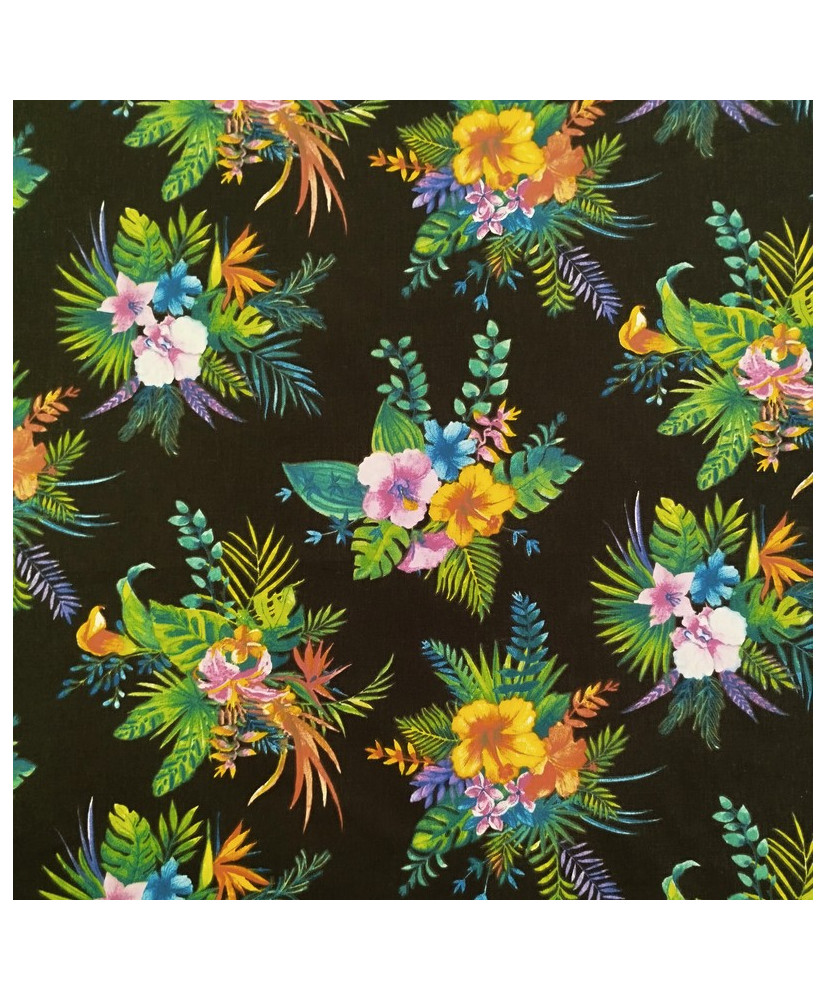 Coton- Hibiscus fond noir