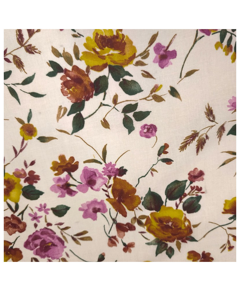 “Champêtre Bohème” – Tissu coton fleuri multicolore