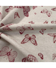 "Eole" – Toile d’ameublement lico naturelle & graphique - papillon rouge