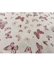 "Eole" – Toile d’ameublement lico naturelle & graphique - papillon rouge
