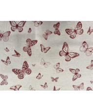 "Eole" – Toile d’ameublement lico naturelle & graphique - papillon rouge