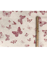"Eole" – Toile d’ameublement lico naturelle & graphique - papillon rouge