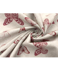 "Eole" – Toile d’ameublement lico naturelle & graphique - papillon rouge