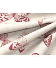 "Eole" – Toile d’ameublement lico naturelle & graphique - papillon rouge
