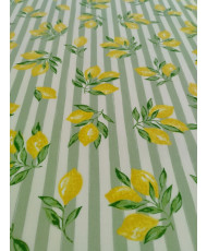 Etna – Tissu coton rayure amande_ motif citron