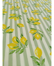 Etna – Tissu coton rayure amande_ motif citron