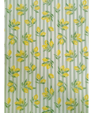 Etna – Tissu coton rayure amande_ motif citron