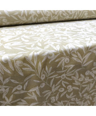 Tissu jacquard enduit motif oliviers – 100% coton – Largeur 183 cm – Beige et écru