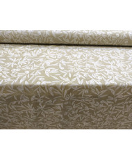Tissu jacquard enduit motif "olivade" fond vert – 100% coton – Largeur 183 cm