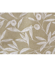 Tissu jacquard enduit motif "olivade" fond vert – 100% coton – Largeur 183 cm