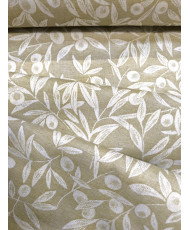 Tissu jacquard enduit motif oliviers – 100% coton – Largeur 183 cm – Beige et écru