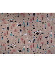 Tissu cretonne "Parc" - Fond pêche